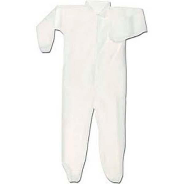 Keystone Safety HD Polypropylene Coverall, Elastic Wrists & Ankles, Zipper Front, Single Collar, White, L, 25/Case CVL-NW-HD-E-LG